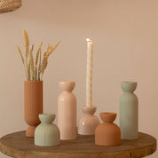 Bougeoir en céramique Lus M - Poudré - Oustao