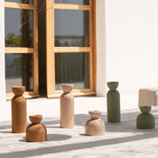 Bougeoir en céramique Lus M - Poudré - Oustao