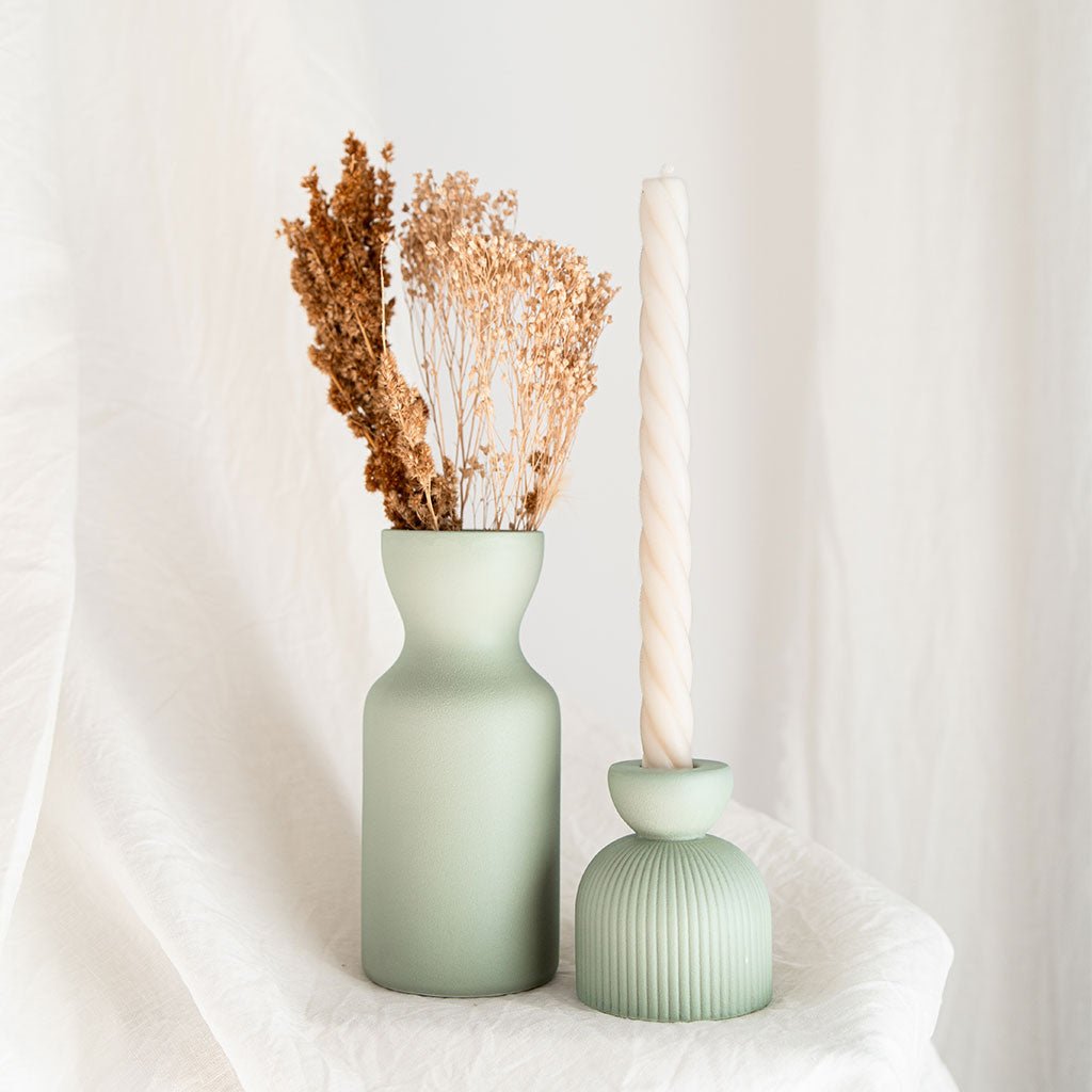 Bougeoir en céramique Lus - Vert - Oustao