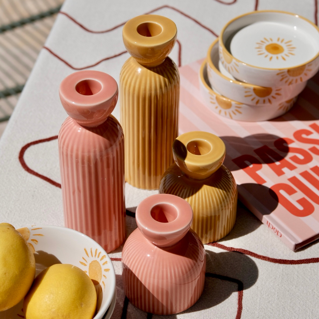 Bougeoir en céramique Lus - Jaune