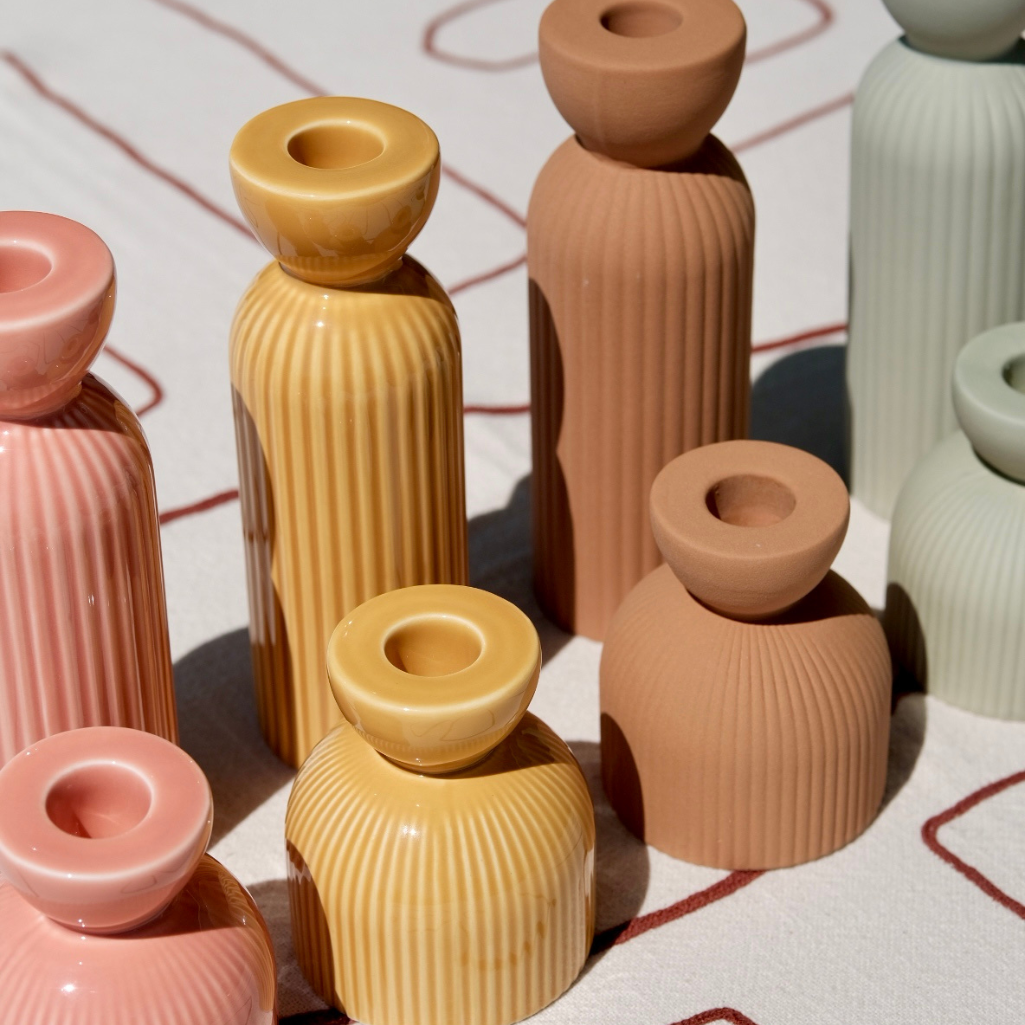 Bougeoir en céramique Lus - Jaune