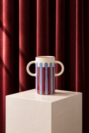 Vase en céramique Mediterranea - Rayures bleu/prune