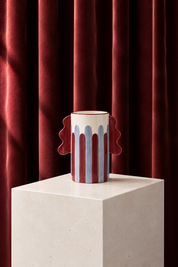 Vase en céramique Vague - Rayures bleu/prune