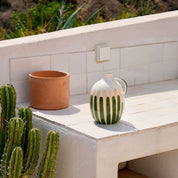 Pichet en céramique - Rayure vert/beige