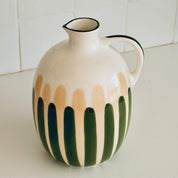 Pichet en céramique - Rayure vert/beige