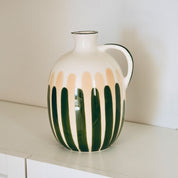Pichet en céramique - Rayure vert/beige