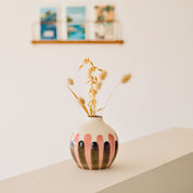 Soliflore en céramique Mediterranea - Rayures rose/vert