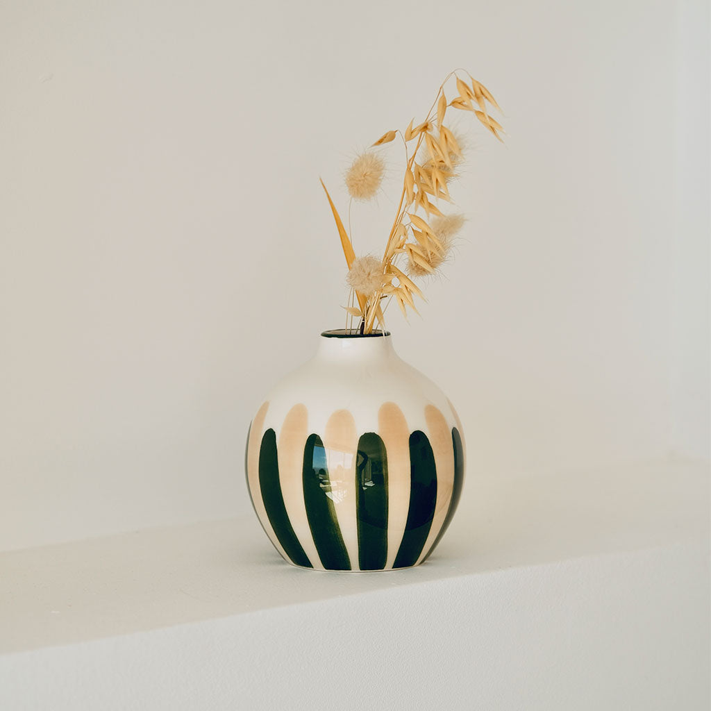 Soliflore en céramique Mediterranea - Rayures vert/beige