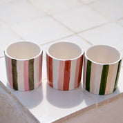 Tasse à espresso en céramique - Rayures vert/beige