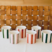 Tasse à espresso en céramique - Rayures rose/vert