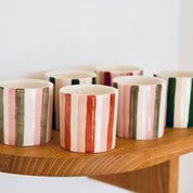 Tasse à espresso en céramique - Rayures vert/beige