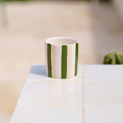 Tasse à espresso en céramique - Rayures vert/beige