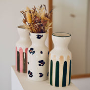 Totem en céramique Mediterranea - Rayures vert/beige