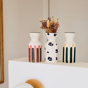 Totem en céramique Mediterranea - Rayures vert/beige