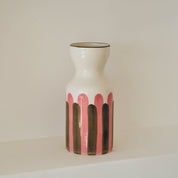 Totem en céramique Mediterranea - Rayures rose/vert