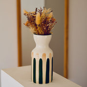 Totem en céramique Mediterranea - Rayures vert/beige