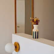 Totem en céramique Mediterranea - Rayures vert/beige