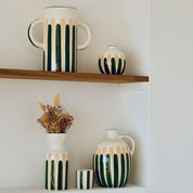 Vase en céramique Mediterranea - Rayures vert/beige