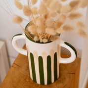 Vase en céramique Mediterranea - Rayures vert/beige