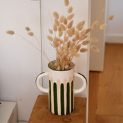 Vase en céramique Mediterranea - Rayures vert/beige