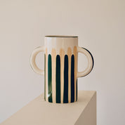 Vase en céramique Mediterranea - Rayures vert/beige