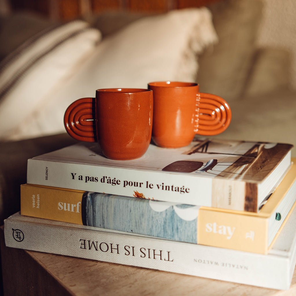 Lot 2 tasses et 2 mugs Ambre - Terracotta - Oustao