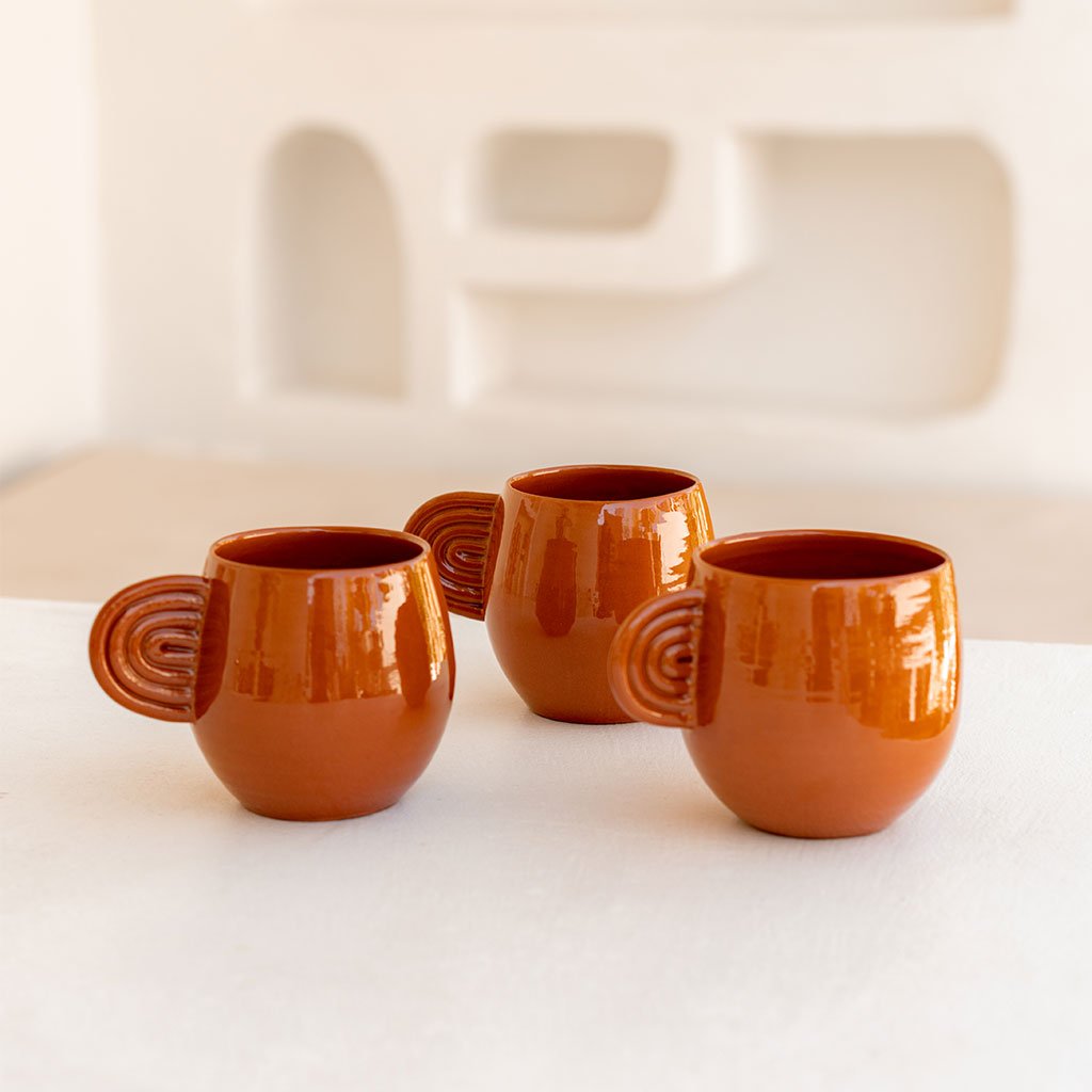 Lot 2 tasses et 2 mugs Ambre - Terracotta - Oustao